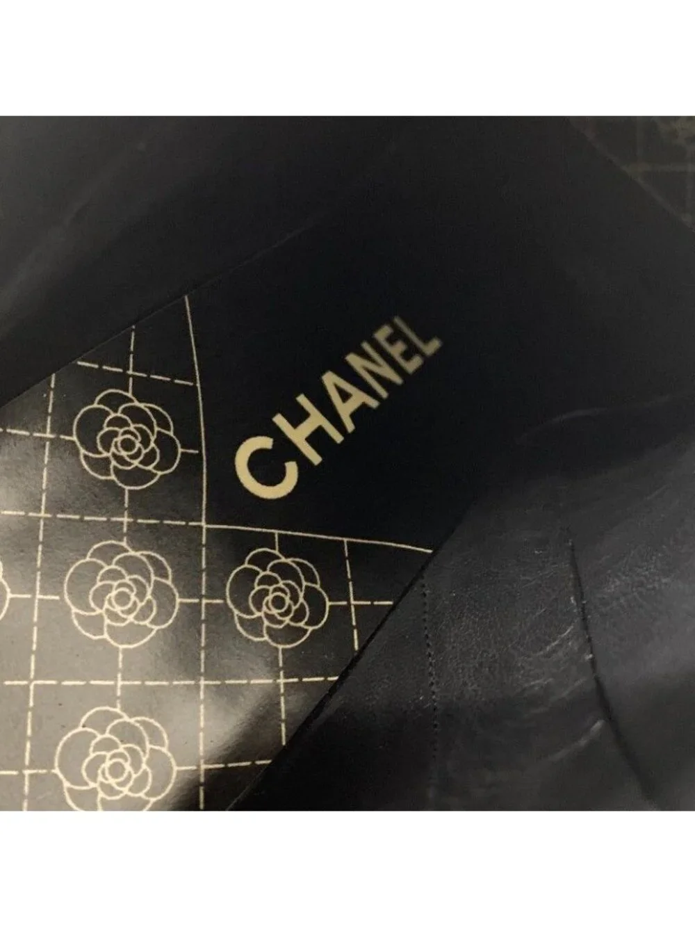 Chanel Short Boots Shoes Leather Fabric Black Gold CC Logo Pearl - Picture 7 of 10